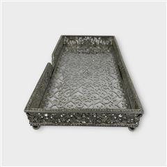 Olivia Riegel Windsor Silver Tone Jeweled Tray Guest Towel / Napkin